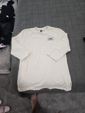 Fox Off-White Long Sleeve Logo Tee - Men's Casual Shirt